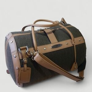 SAMSONITE Doctors Bag MCM Weekender Barrel Herringbone Rivets Strap Key Lock